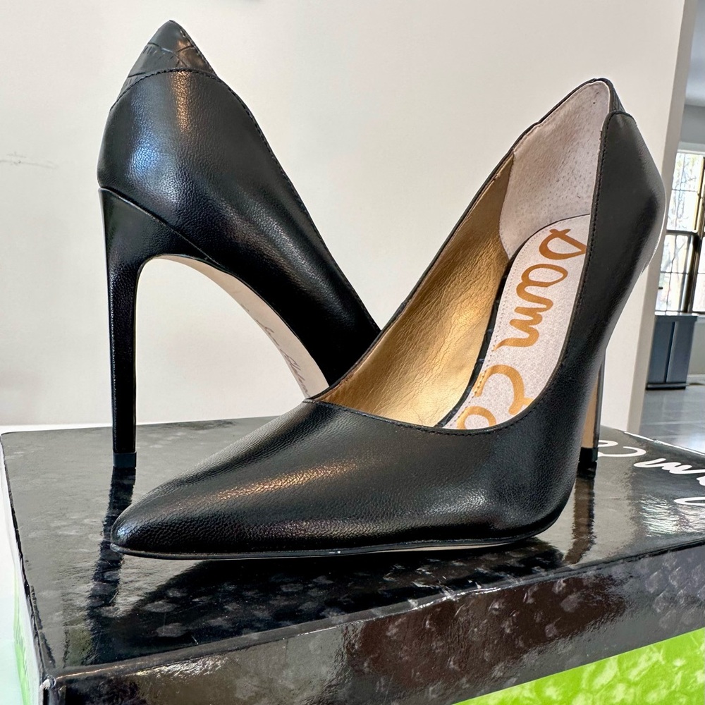 Sam Edelman Black Leather Dea Heels